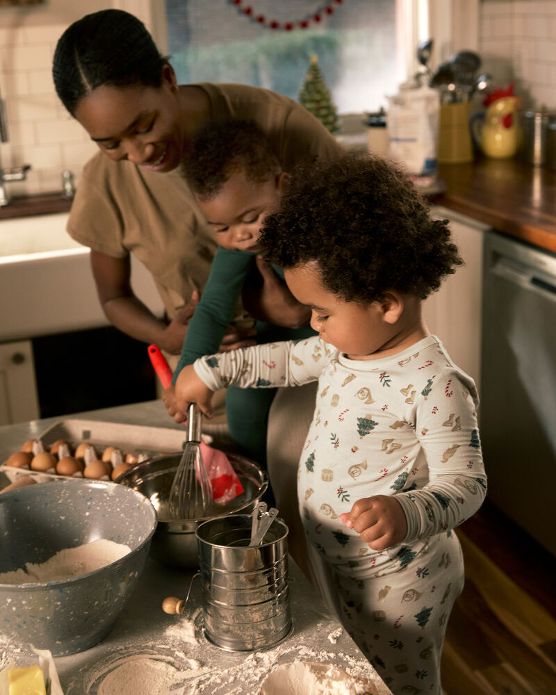 Toddler Festive Holiday PurelySoft Snug Fit 2-Piece Pajamas - Cream, image 2 of 6 slides