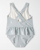 Baby Girl Recycled Seagull-Print Ruffle Swimsuit, image 2 of 4 slides