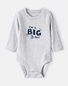 Baby Boy Long-Sleeve Graphic Bodysuit - Grey, image 1 of 3 slides