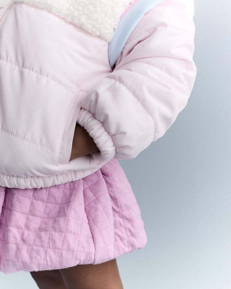 Toddler Girl Colorblock Zip-Up Jacket - Light Pink/Cream, image 5 of 9 slides