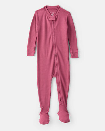 Baby Girl PurelySoft Long-Sleeve 2-Way Zip 1-Piece Pajamas - Pink, 