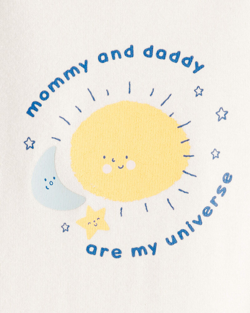 Baby "Mommy & Daddy Are My Universe" Cotton Long-Sleeve Graphic Bodysuit - Ivory, image 2 of 3 slides