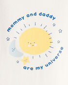Baby "Mommy & Daddy Are My Universe" Cotton Long-Sleeve Graphic Bodysuit - Ivory, image 2 of 3 slides