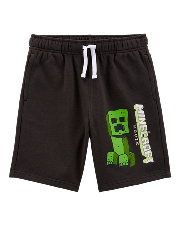 Kid Minecraft Print Drawstring Shorts - Black, 