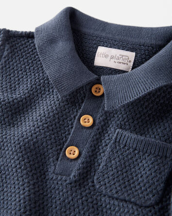 Toddler Organic Cotton Sweater Knit Polo Shirt, 