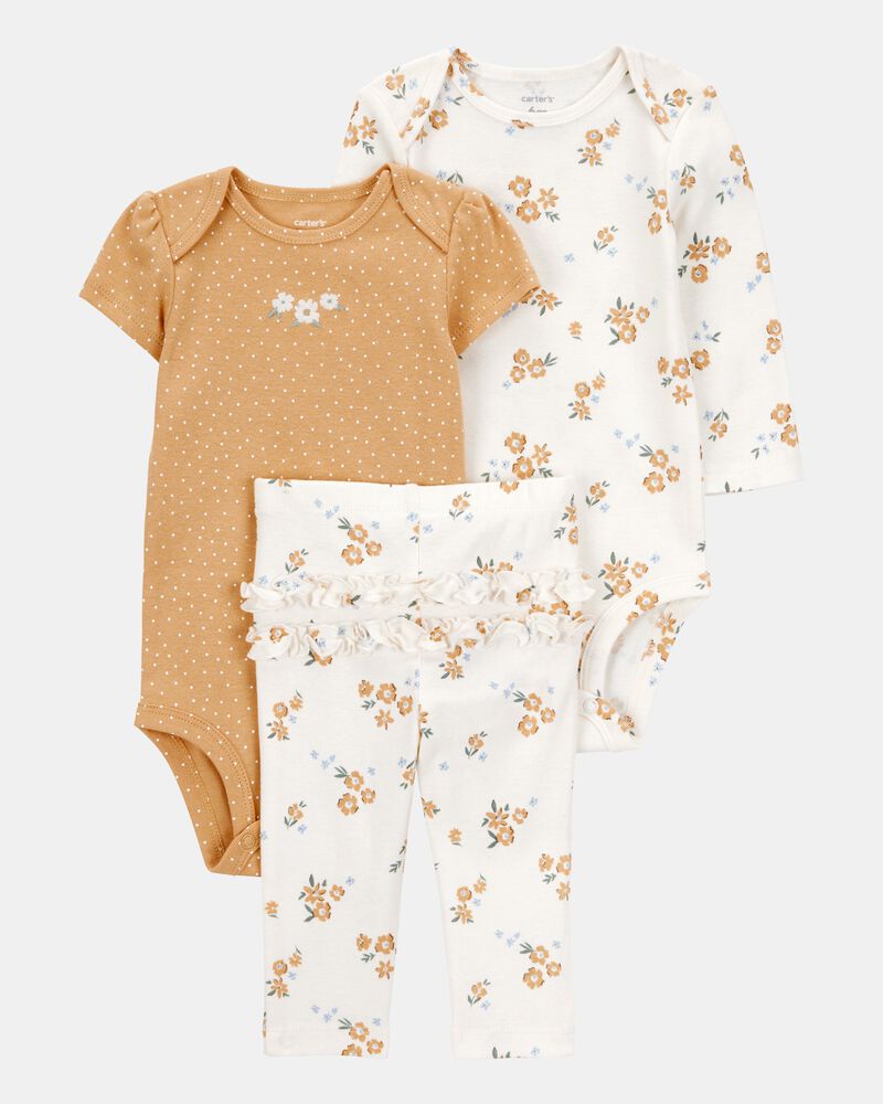 Baby Girl 3-Piece Floral Little Character Set&reg; - Gold/White, image 1 of 5 slides
