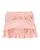 Baby 2-Piece Butterfly Short-Sleeve Top & Crochet Skort Set - Pink/Ivory, image 6 of 7 slides