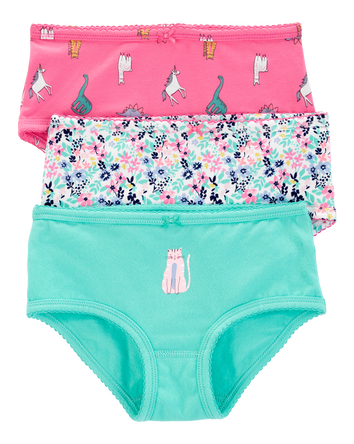 3-Pack Cat Print Brief Stretch Cotton Underwear, 