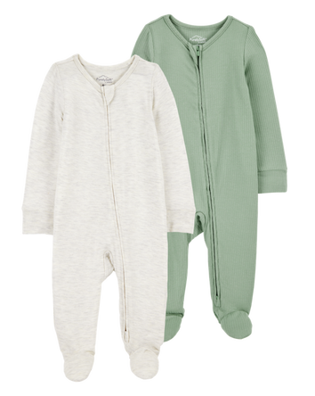 Baby 2-Pack Zip-Up PurelySoft Sleep & Play Pajamas, 