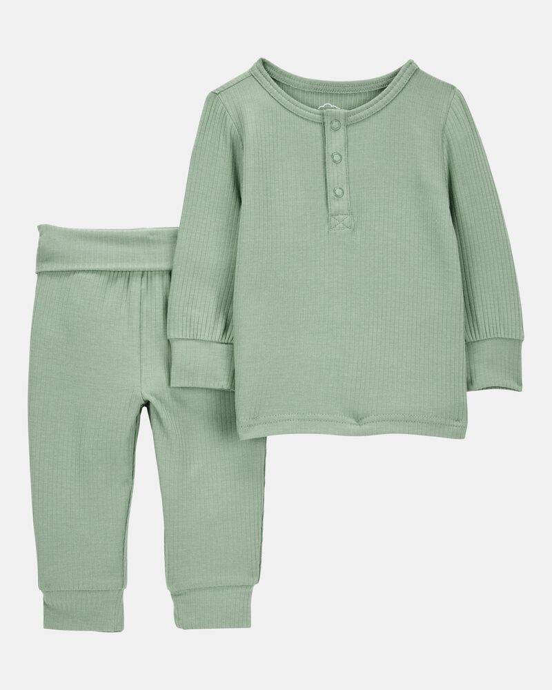 Baby 2-Piece PurelySoft Outfit Set - Green, image 1 of 5 slides