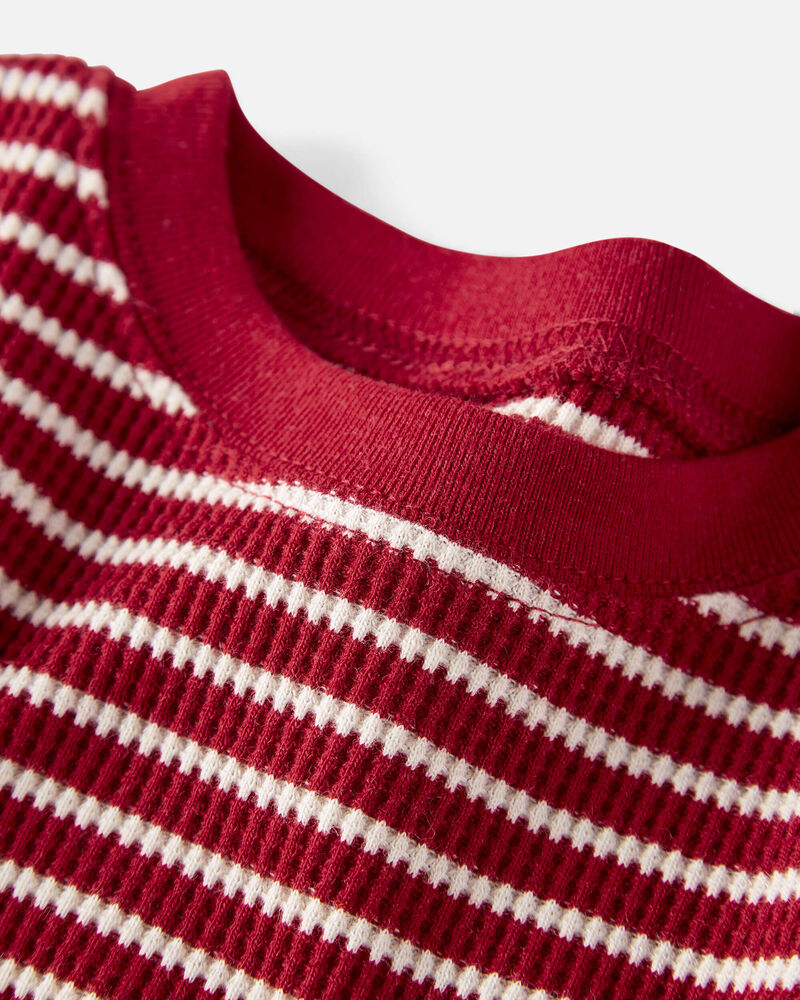 Toddler Organic Cotton Striped Waffle Knit Pajamas, image 2 of 4 slides