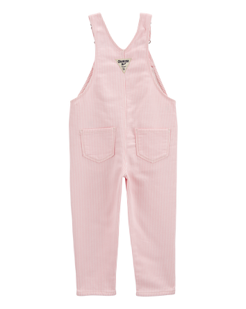 Toddler Knit Denim Hickory Stripe Overalls - Pink, 