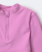 Toddler Girl Cropped Long-Sleeve Rashguard Set in Tropical Print - Purple/Rose, image 6 of 6 slides