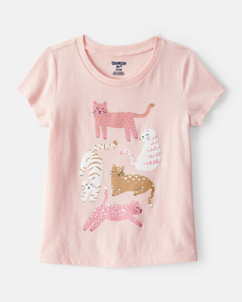 Toddler Girl Cat Short-Sleeve Graphic Tee - Pink, image 1 of 3 slides