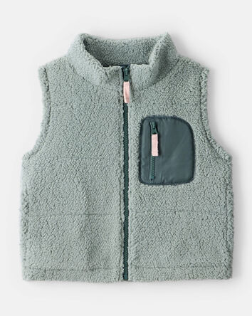 Girls Sherpa Vest - Green, 