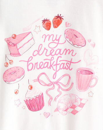 Girls Desserts 100% Cotton Snug Fit 4-Piece Pajamas - Pink/White, 