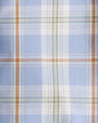 Toddler Boy Poplin Plaid Button-Front Shirt  -Blue/Orange/White, image 3 of 4 slides