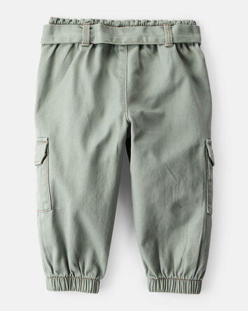 Baby Girl Cotton Cargo Joggers - Green, 