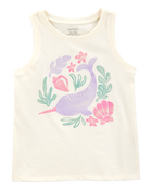 Toddler Girl Narwhal Muscle Tank - Ivory, image 1 of 3 slides