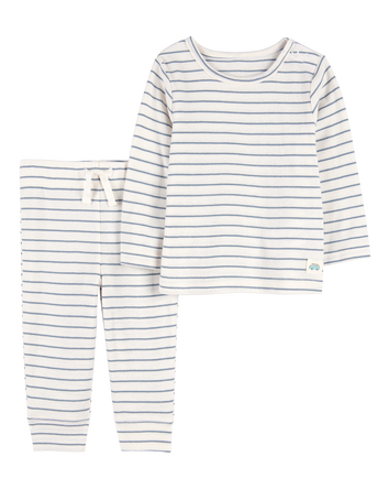 Baby 2-Piece Striped Pant Set - Blue/Ivory, 