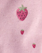 Baby Girl Strawberry Print 100% Cotton Sleep & Play Pajamas - Pink, image 4 of 5 slides