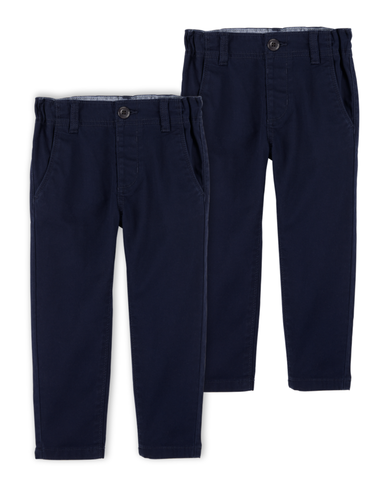 Toddler 2-Pack Slim Tapered Chino Pants - Navy, image 1 of 8 slides