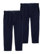 Toddler 2-Pack Slim Tapered Chino Pants - Navy, image 1 of 8 slides