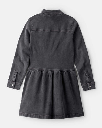 Girls Denim Long-Sleeve Dress - Black, 