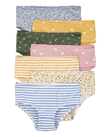 Toddler 7-Pack Floral Hearts Brief Stretch Cotton Underwear, 