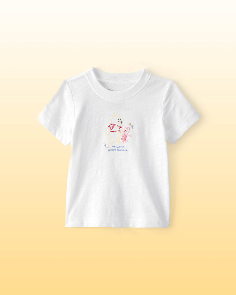 Baby Disney&copy; Winnie the Pooh Embroidered Graphic Tee - White, image 1 of 5 slides