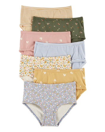 Kid 7-Pack Floral Brief Stretch Cotton Underwear, 