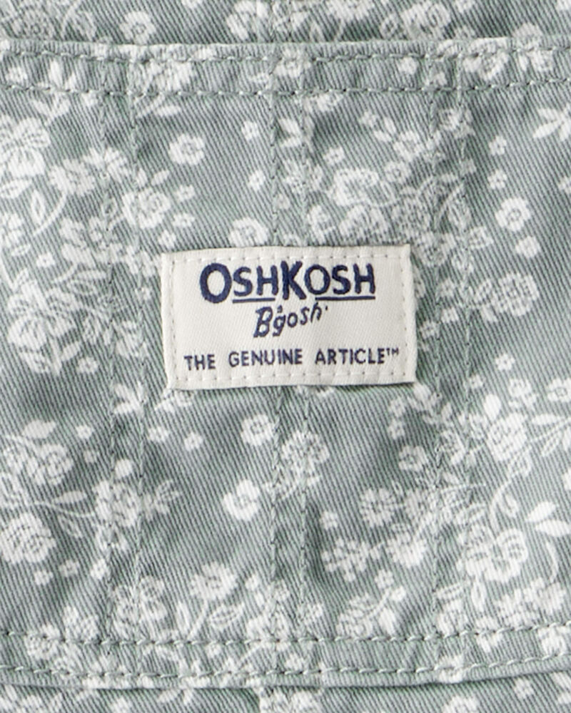 Toddler Girl Lightweight Floral Print Canvas Overalls - Green, image 3 of 4 slides