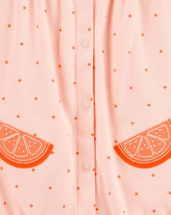 Baby Girl Cotton Short-Sleeve Romper - Orange, 