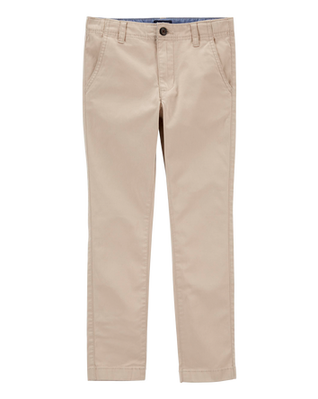 Boys Slim Stretch Chino Pants - Khaki, 