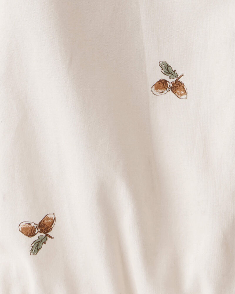 Baby Boy Poplin Acorn Print Long-Sleeve Bodysuit - Khaki, image 3 of 4 slides