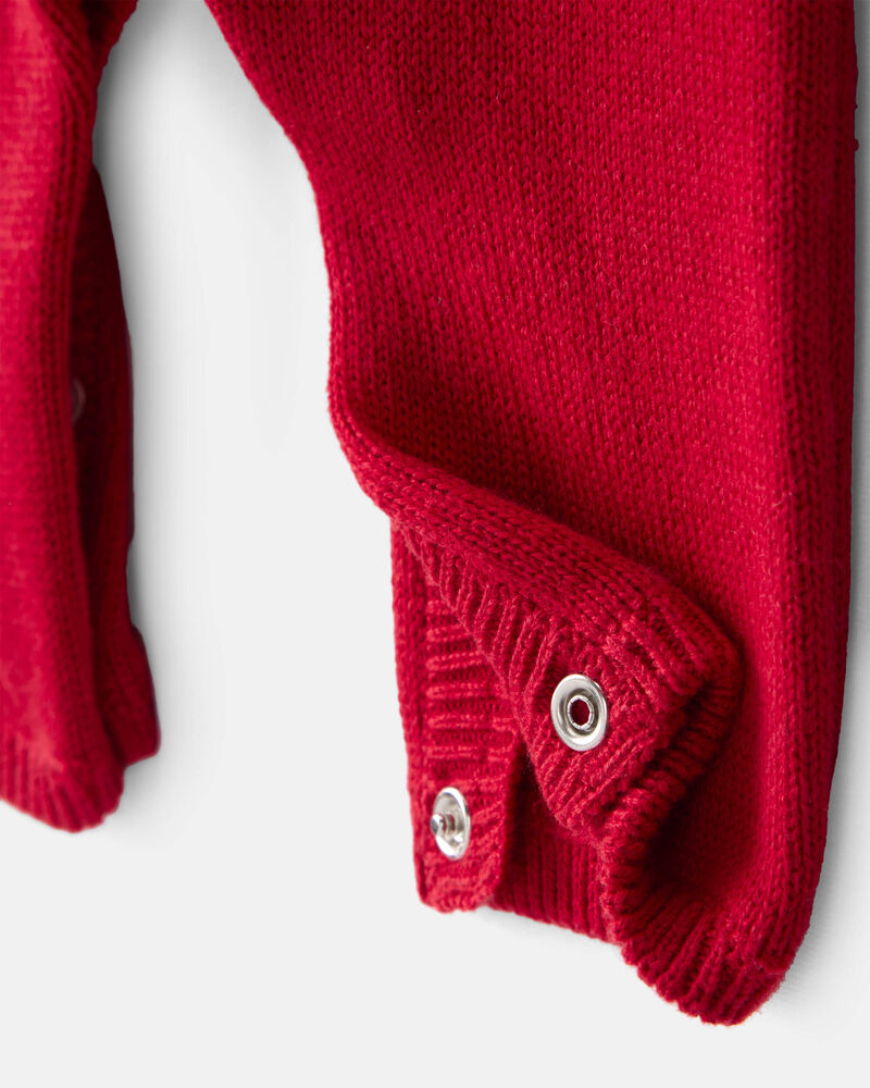 Baby Boy Gingerbread Holiday Print Long-Sleeve Overall Set - Red, image 6 of 8 slides