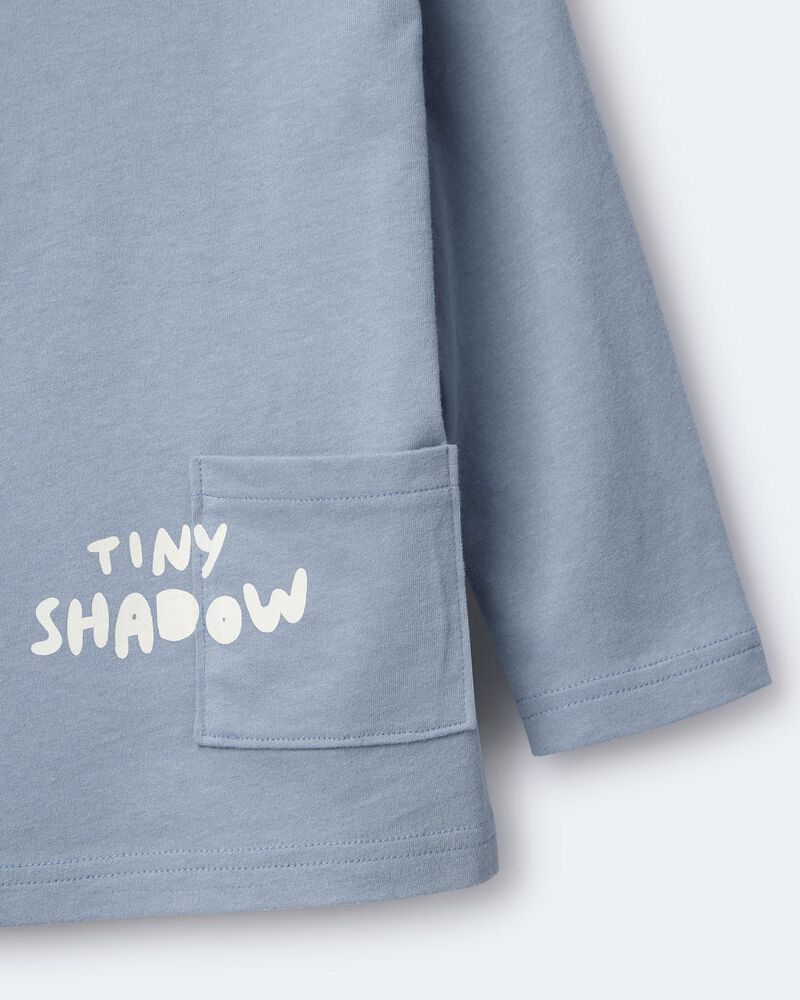 Toddler 'Tiny Shadow' Long-Sleeve Pocket Graphic Tee - Blue, image 7 of 7 slides