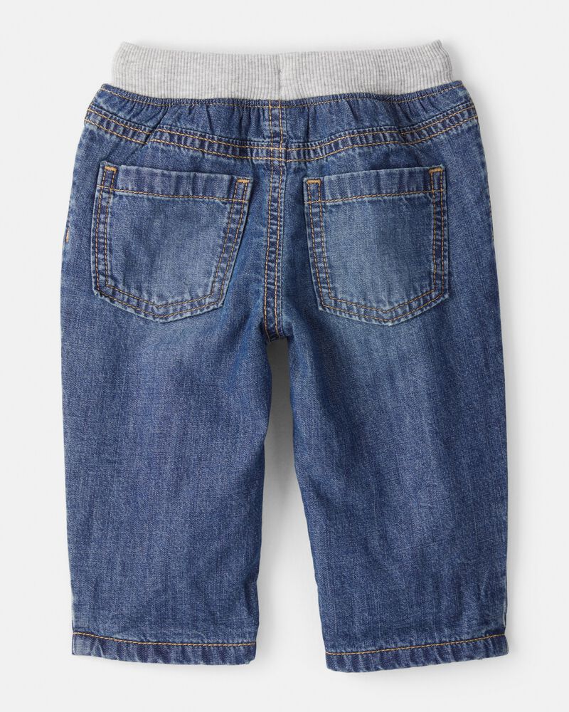 Baby Boy Lined Medium Wash Straight Jeans, image 2 of 4 slides