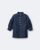 Toddler Girl Puff-Sleeve Denim Dress - Blue, image 2 of 8 slides