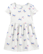 Toddler Girl Butterfly Print Short-Sleeve Dress, image 1 of 4 slides