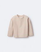 Toddler Girl Striped Long-Sleeve Relaxed Tee - Cream/Tan, image 2 of 7 slides
