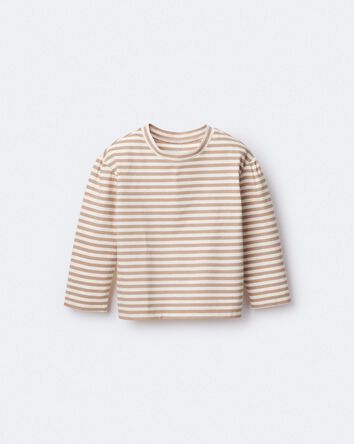 Toddler Girl Striped Long-Sleeve Relaxed Tee - Cream/Tan, 