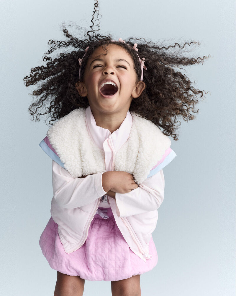 Toddler Girl Colorblock Zip-Up Jacket - Light Pink/Cream, image 1 of 9 slides