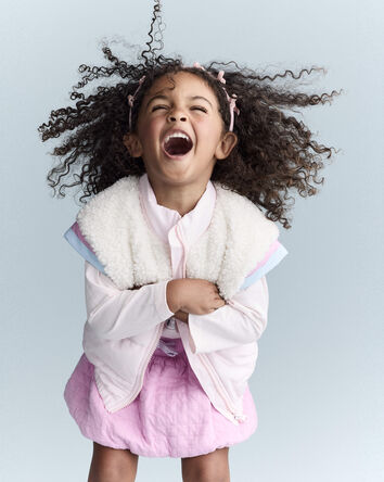 Toddler Girl Colorblock Zip-Up Jacket - Light Pink/Cream, 