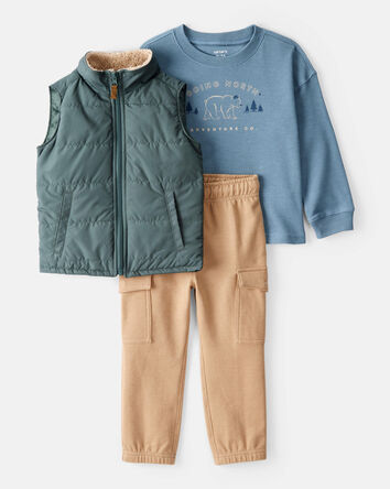 Toddler Boy 3-Piece Vest Outfit Set, 