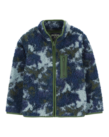 Boys Tie Dye Sherpa Knit Jacket - Navy, 