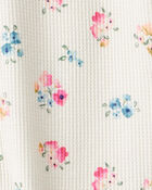 Toddler Girl Floral Cotton Long-Sleeve Snug Fit 1-Piece Pajamas - White, image 2 of 3 slides