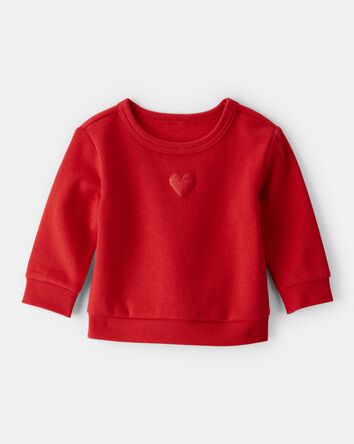Baby Girl DayDream Fleece Heart Sweatshirt - Red, 