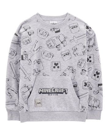 Kid Minecraft Print Pullover - Grey, 