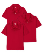 Kid 3-Pack Active Uniform Polo Shirts in Moisture Wicking BeCool&trade; Fabric - Red, image 1 of 3 slides